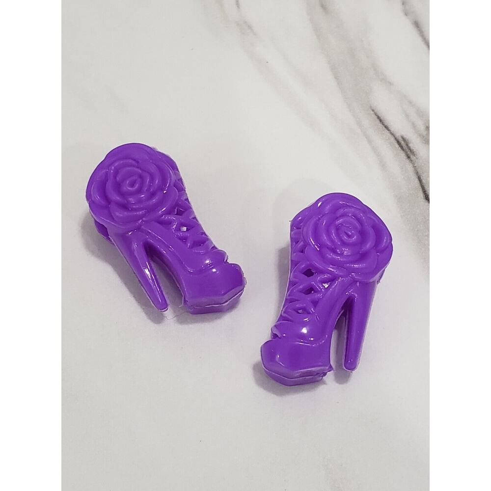 BARBIE DOLL SHOES Flower Purple STRAPPY HEELS OPEN-TOED FASHION STYLE 80s